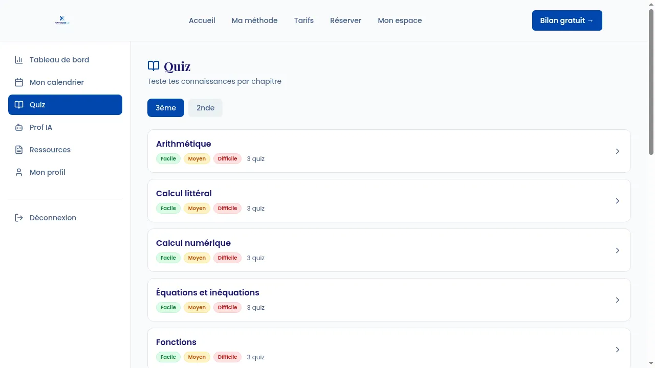 Quiz interactifs